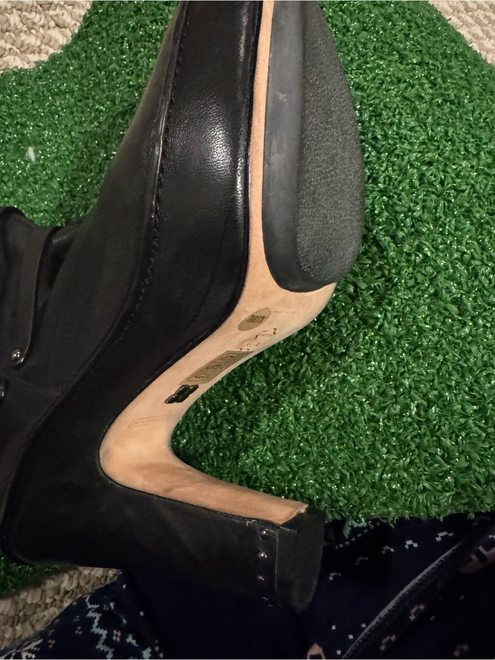 BCBGMaxAzria Black Tall Leather Shearling-Trim Heeled Boots - Picture 9 of 9